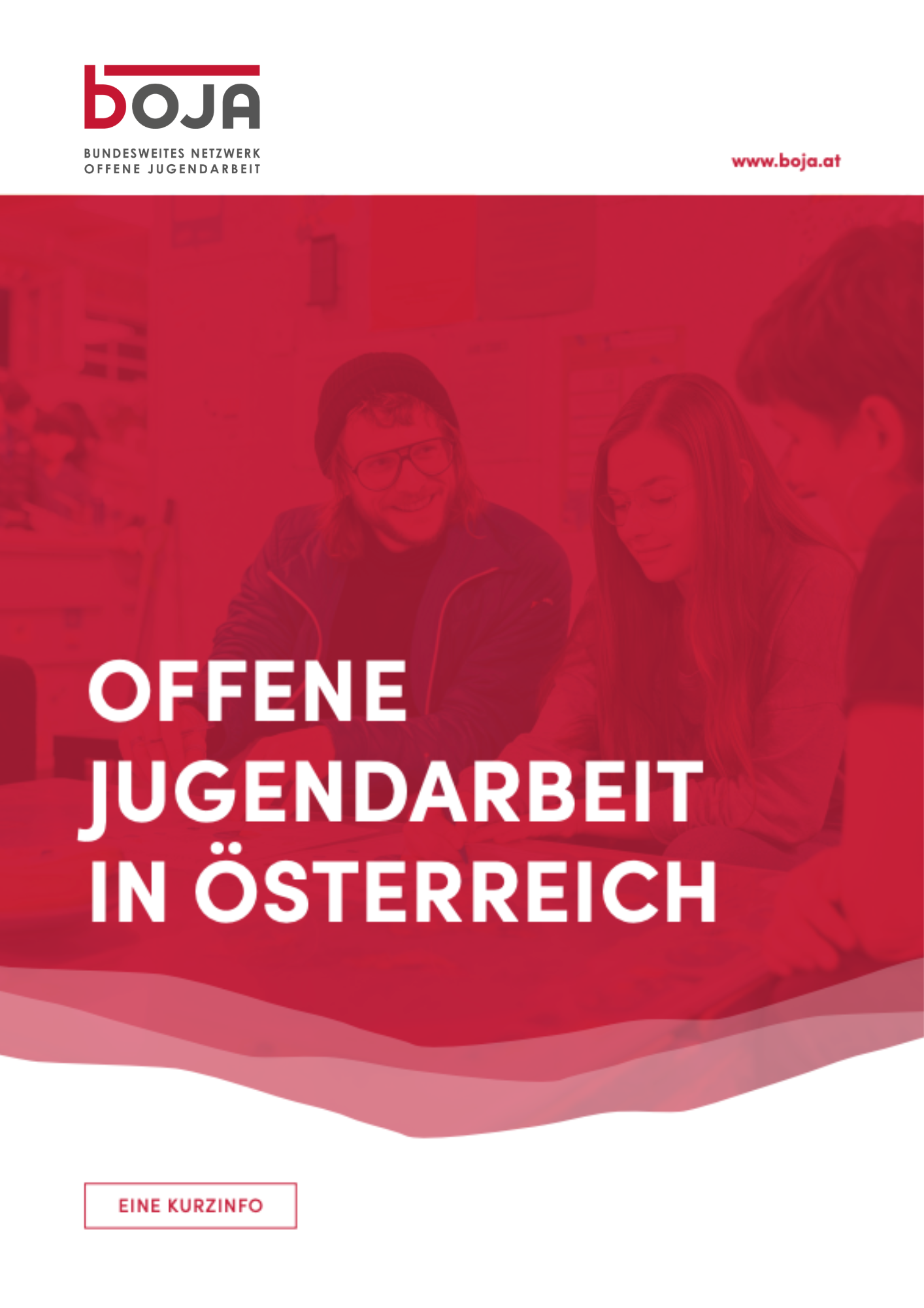 Titelbild der Publikation - eine Szene von drei Menschen, die an einem Schreibtisch arbeite